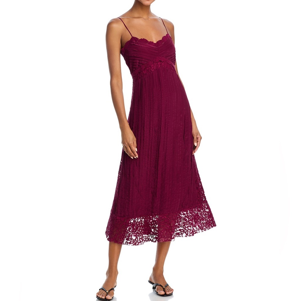 FARM Rio Lace Trim Midi Dress